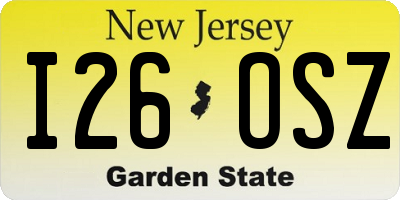 NJ license plate I26OSZ