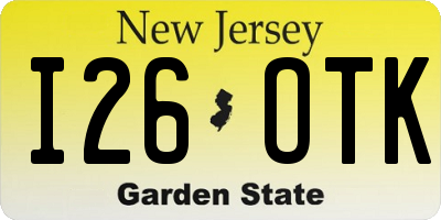 NJ license plate I26OTK