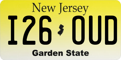 NJ license plate I26OUD