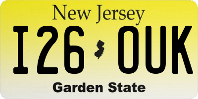 NJ license plate I26OUK