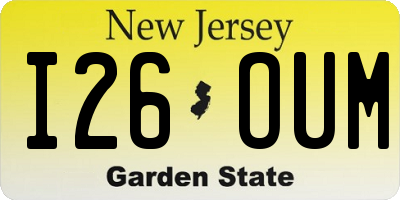 NJ license plate I26OUM