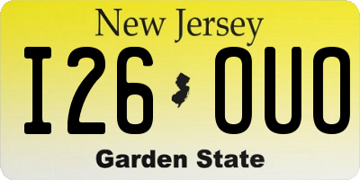 NJ license plate I26OUO