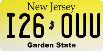 NJ license plate I26OUU