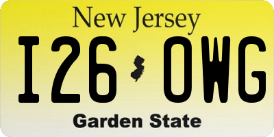 NJ license plate I26OWG