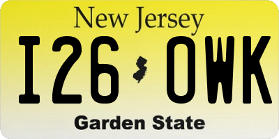 NJ license plate I26OWK