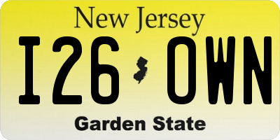 NJ license plate I26OWN