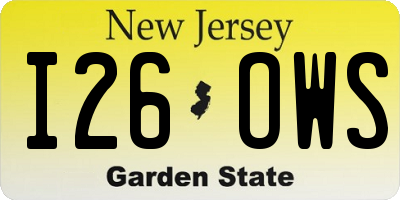 NJ license plate I26OWS