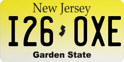 NJ license plate I26OXE