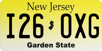 NJ license plate I26OXG