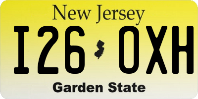 NJ license plate I26OXH
