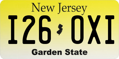NJ license plate I26OXI