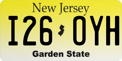 NJ license plate I26OYH