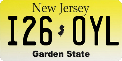 NJ license plate I26OYL