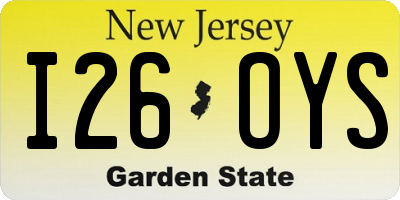 NJ license plate I26OYS