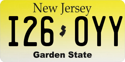 NJ license plate I26OYY