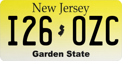 NJ license plate I26OZC