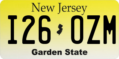 NJ license plate I26OZM