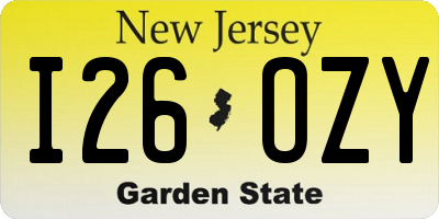 NJ license plate I26OZY