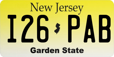 NJ license plate I26PAB