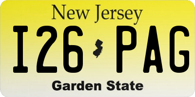 NJ license plate I26PAG