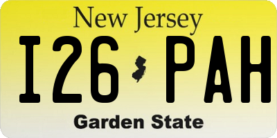 NJ license plate I26PAH