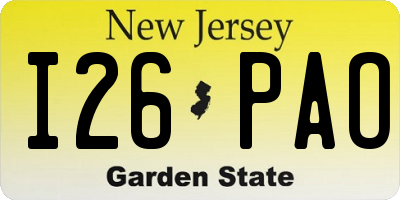 NJ license plate I26PAO