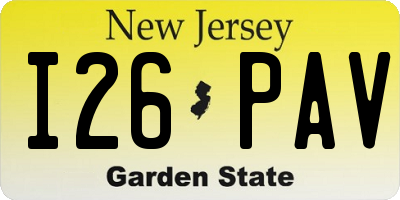 NJ license plate I26PAV