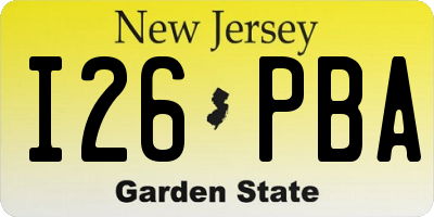 NJ license plate I26PBA