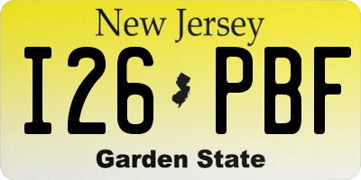 NJ license plate I26PBF