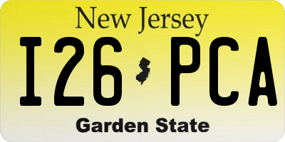NJ license plate I26PCA