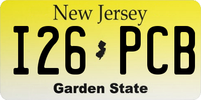 NJ license plate I26PCB