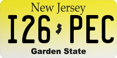 NJ license plate I26PEC