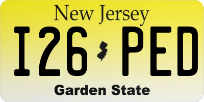 NJ license plate I26PED