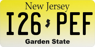 NJ license plate I26PEF