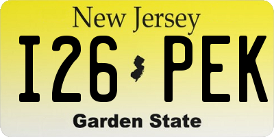 NJ license plate I26PEK
