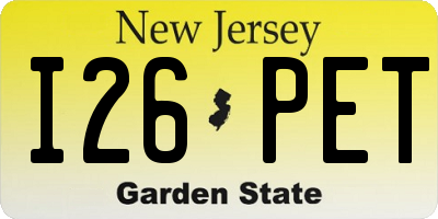 NJ license plate I26PET