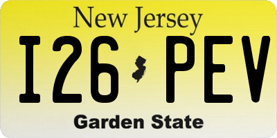 NJ license plate I26PEV