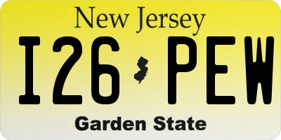NJ license plate I26PEW