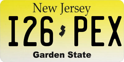 NJ license plate I26PEX