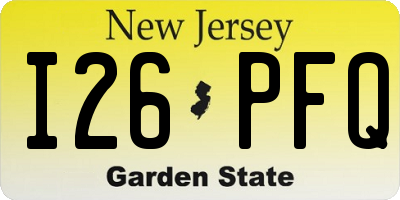 NJ license plate I26PFQ
