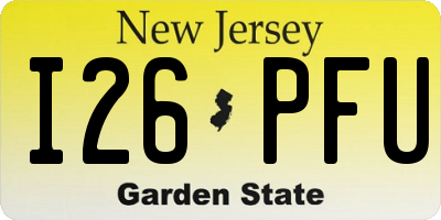 NJ license plate I26PFU