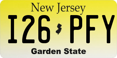 NJ license plate I26PFY