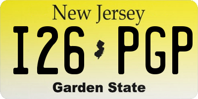 NJ license plate I26PGP