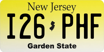 NJ license plate I26PHF