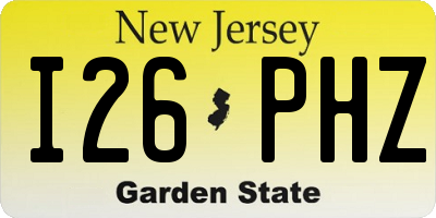 NJ license plate I26PHZ