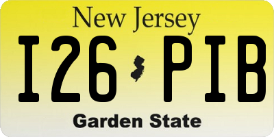 NJ license plate I26PIB