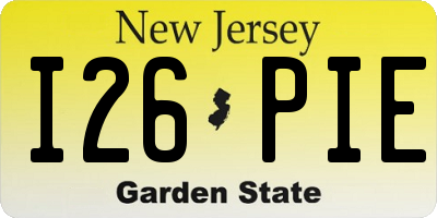 NJ license plate I26PIE