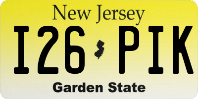 NJ license plate I26PIK