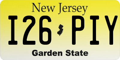 NJ license plate I26PIY