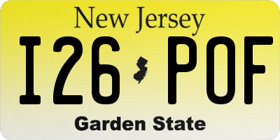 NJ license plate I26POF